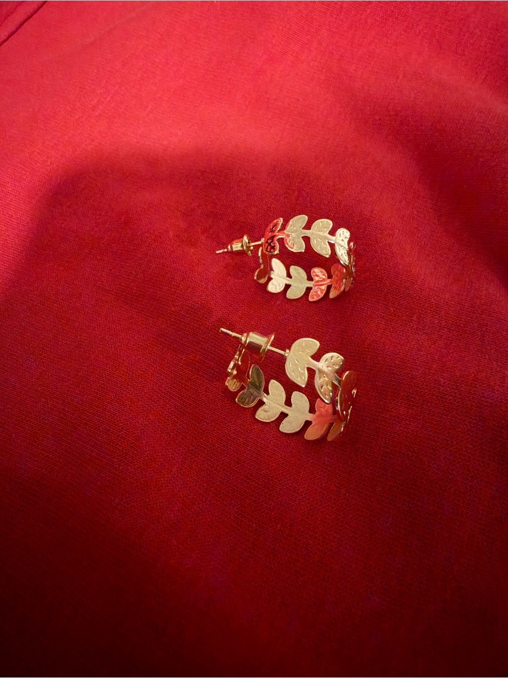 Gold Leaf Hoop Earrings - Elegant Women’s Jewelry